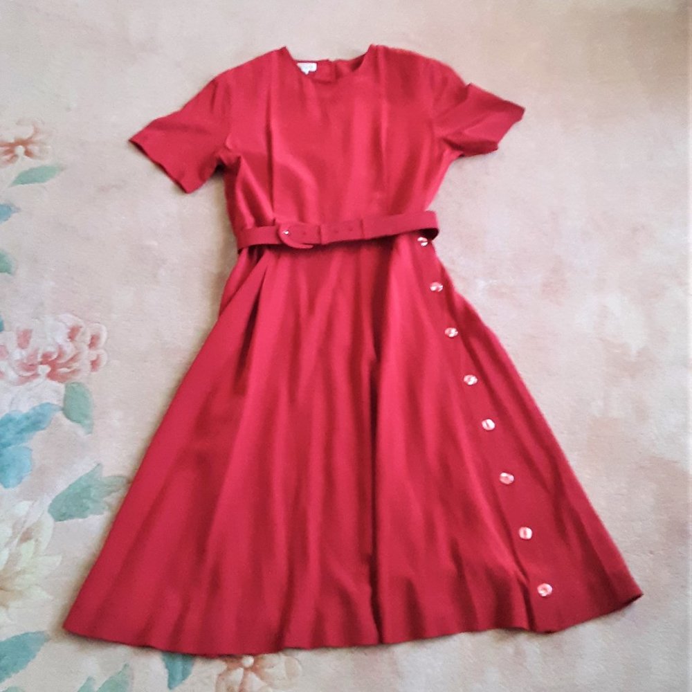 Talbots Women's Red Silk Short Sleeve Dress, Sz 8